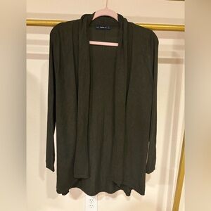 ZARA Women’s dark green open knit cardigan sweater large